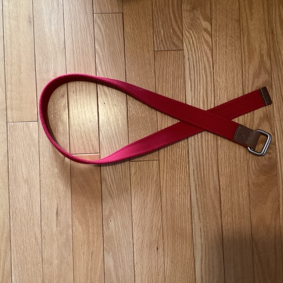 Lands’ End Cotton & Leather Belt, red, size small - Picture 6 of 6